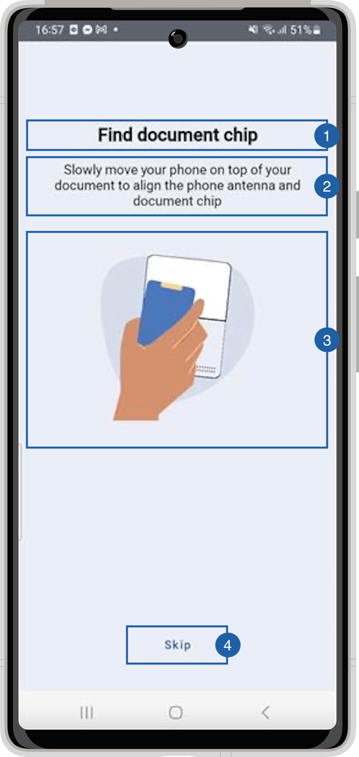 Document Reader Default Find Chip Screen Document Reader Example